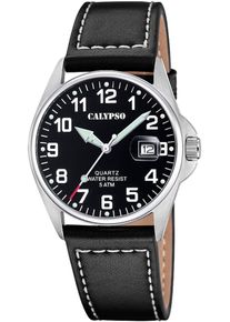 Calypso Watches Herren Quarzuhr "Basic", schwarz, Armbanduhren, Armbanduhr, Herrenuhr, Lederarmband, analog, Tag