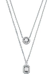 Michael Kors Damen Kette mit Anhänger "Schmuck Geschenk Silber 925 Halskette Halo Double Layer, MKC1745CZ040", Silber 925 (Sterlingsilber), L: 39cm