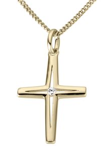 Firetti Damen Kreuz-Anhänger "Schmuck Geschenk Gold 333 Halsschmuck Anhänger für Halskette Kreuz", 0,01 ct P2 = erkennbare Einschlüsse, Gelbgold