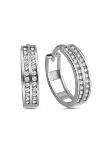 dKeniz Damen Paar Creolen "925/- Sterling Silber Pave", ONE-SIZE, Silber 925 (Sterlingsilber), silber, Silber 925 (Sterlingsilber), Ohrringe