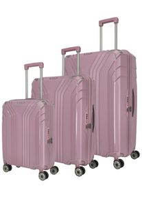Travelite Trolleyset "ELVAA S/M/L", rosa, Polypropylen, unifarben, Koffer-Sets, Kofferset Reisegepäck Reisekoffer Hartschalenkoffer TSA Schloss