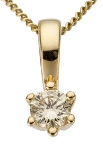 Firetti Damen Ketten-Anhänger "Schmuck Geschenk Gold 750 Halsschmuck Anhänger Halskette Solitär", 0,15 ct LR = lupenrein, Gelbgold 585-Diamanten, 0,5