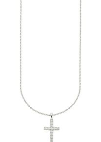 Damen Kette mit Anhänger "Schmuck Geschenk Silber 925 Halskette mit Kreuzanhänger", Silber 925 (Sterlingsilber), L: 47cm B: 0,7mm, silber, ANISTON