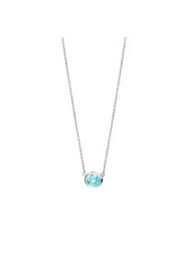 Celesta Damen Kette mit Anhänger "925 Silber rhodiniert mit echten Blautopasen", 42 + 3cm, Silber 925 (Sterlingsilber), L: 45cm B: 10.0mm, silber,