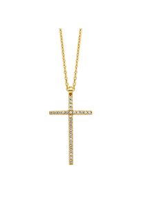 JULIE JULSEN Damen Kette mit Anhänger "925/- Sterling Silber vergoldet mit Anhänger Kreuz", 45cm, Silber 925 (Sterlingsilber), L: 45cm, gelb, Silber