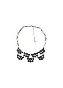 Steuer Damen Collierkettchen "Collier in Blütenoptik mit schwarzen Strasssteinen", 43 + 8cm, Metall, L: 51cm B: 40.0mm, schwarz, Metall, B:40.0mm,