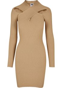 Urban Classics Damen Shirtkleid "Urban Classics Damen Ladies Crossed Rib Knit Dress", beige, klassisch, Gr. 4XL, unifarben, 35% Polyacryl, 35%