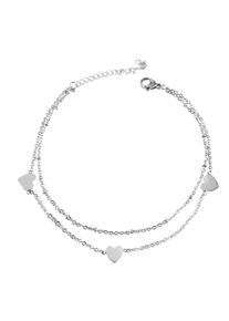 Adelia´s ADELIA ́S Damen Fußkette "Damen Fusskette / Fusskettchen Herz aus Edelstahl 24+5 cm", silber, Fußkettchen