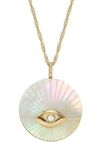 Fossil Damen Kette mit Anhänger "Schmuck Edelstahl Halskette Sutton Magisches Auge Evil Eye, JF04793710", Edelstahl, L: 45,5cm B: 1mm, weiß,