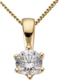 Firetti Damen Ketten-Anhänger "Schmuck Geschenk Gold 750 Halsschmuck Anhänger Halskette Solitär", 0,5 ct P2 = erkennbare Einschlüsse, Gelbgold