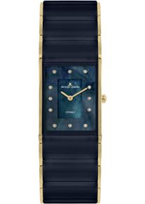 Jacques Lemans Damen Keramikuhr "Dublin", blau, Armbanduhren, Quarzuhr, Armbanduhr, Damenuhr, Perlmutt-Zifferblatt,Keramikarmband