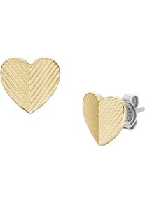 Fossil Damen Paar Ohrstecker "HARLOW, Herz, JF04654710", Edelstahl, gold, Edelstahl, Ohrringe