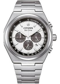 Citizen Herren Chronograph, silber, Armbanduhren, Armbanduhr, Herren, Titan, Eco-Drive, Solar, Stoppfunktion, Saphirglas