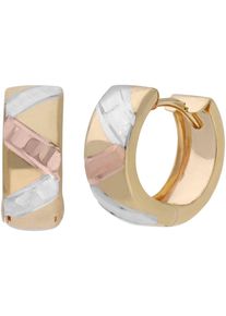 Firetti Damen Paar Creolen "Schmuck Geschenk Gold 375 Ohrschmuck Ohrringe tricolor", Gelbgold 375, rosa, Gelbgold 375, Ohrringe