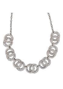 Steuer Damen Collierkettchen "Metallcollier silberfarben mit Strasssteinchen", 52cm, Metall, L: 52cm B: 220.0mm, silber, Metall, B:220.0mm, Halsketten