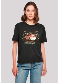 F4NT4STIC Damen T-Shirt "Weihnachten Hippie Santa And Reindeer", schwarz, casual, Gr. M, Obermaterial: 100% Baumwolle, Shirts, Premium Qualität,