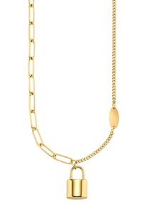 Kangaroos Damen Kette mit Anhänger "Schmuck Geschenk, Halskette Schloss Gliederkette + Panzerkette", Edelstahl, L: 45cm B: 4,2mm, gold, Edelstahl,