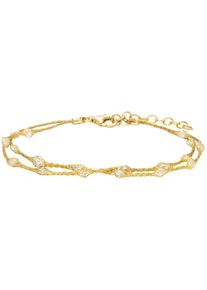 JULIE JULSEN Damen Armband "925/- Sterling Silber vergoldet 19,5 cm Zirkonia", 19,5cm, Silber 925 (Sterlingsilber), gold, Silber 925