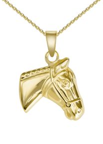Firetti Kette mit Anhänger "Schmuck Geschenk Silber 925 Halsschmuck Halskette Ankerkette Pferd", Silber 925 (Sterlingsilber), L: 38cm B: 1,1mm, gold,