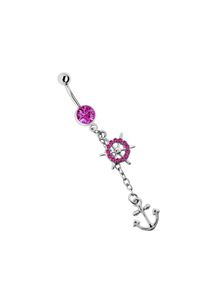 Adelia´s ADELIA ́S Damen Bauchnabelpiercing "Piercing Bauchnabelpiercing", pink, Chirurgiestahl, Piercings, Anhänger aus Pewter in Silber platiniert