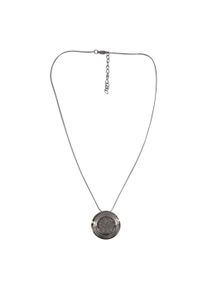 Steuer Damen Lange Kette "Halskette, silberfarben, mit rundem Anhänger", 45 + 5cm, Metall, L: 50cm B: 30.0mm, grau, Metall, B:30.0mm, Halsketten