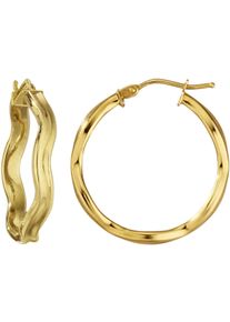 Firetti Damen Paar Creolen "Schmuck Geschenk Gold 375 Ohrschmuck Ohrringe Welle", Gelbgold 375, gold, Gelbgold 375, Ohrringe