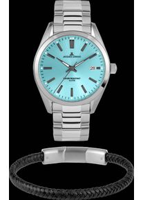 Jacques Lemans Herren Quarzuhr "Derby, 1-2143G-SET", silber, Armbanduhren, Armbanduhr, Herrenuhr, Datum, Geschenkidee, Lederarmband