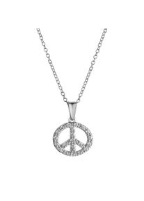 Celesta Damen Kette mit Anhänger "Boho Peace mit Kette 42+3cm 925 Silber Zirkonia weiss", 42 + 3cm, Silber 925 (Sterlingsilber), L: 45cm B: 12.0mm,