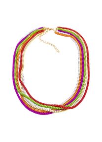 Steuer Damen Lange Kette "Metal multi mehr reihig pink, grün, orange, rot, gold, weiß", 48 + 10cm, Metall, L: 58cm B: 18.0mm, bunt, Metall, B:18.0mm,