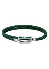 Lacoste Herren Armband "Schmuck Edelstahl Armschmuck Lederarmband STARBOARD", Leder-Edelstahl, grün, Leder, Edelstahl, Armbänder