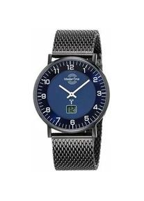 Funkuhr MASTER TIME "MTGS-10559-32M" Armbanduhren blau (schwarz) Herren Armbanduhr, Quarzuhr, Herrenuhr, Datum, Langzeitbatterie