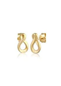 Paar Ohrstecker Elli PREMIUM "Infinity Unendlichkeitssymbol 585 Gelbgold" Ohrringe Gr. OneSize, ohne Stein, Gelbgold 585, goldfarben (gold) Damen