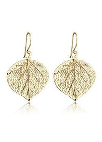 Paar Ohrhänger Elli "Blatt Natur Blätter Baum 925 Silber vergoldet" Ohrringe Gr. OneSize, ohne Stein, Silber 925 (Sterlingsilber), goldfarben (gold) Damen