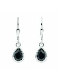 Paar Ohrhänger ADELIA ́S "Damen Silberschmuck" Ohrringe Gr. Damen, Silber 925 (Sterlingsilber), schwarz Damen 925 Sterling Silber mit Zirkonia Silberschmuck für