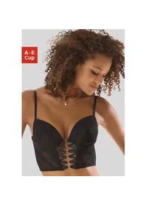 Corsage Lascana Gr. 85, Cup C, schwarz Damen Corsagen mit extravagantem Bänderdetail, sexy Dessous