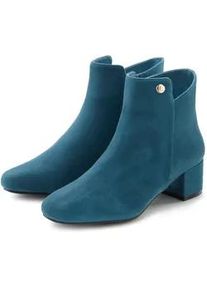 Stiefelette Lascana Gr. 42, blau (petrol) Damen Schuhe mit bequemen Blockabsatz, Ankle Boots, Stiefel VEGAN