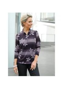 WITT Langarm-Poloshirt CLASSIC BASICS "Winter-Shirt" Gr. 38, lila (flieder-schwarz-bedruckt) Damen Shirts