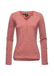 Langarmshirt Ragwear "Pinchi Print" Gr. M (38), rosa (altrosa) Damen Shirts Stylisches Longsleeve mit Knöpfen