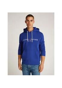 Kapuzensweatshirt Tommy Hilfiger "TOMMY LOGO HOODY" Gr. S, blau (wedge blau) Herren Sweatshirts mit Kapuze und Kängurutasche