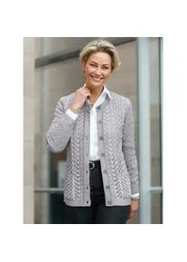 Cardigan Classic Basics Gr. 48, grau (grau-meliert) Damen Strickjacken