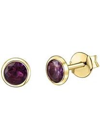 Paar Ohrstecker Vivance "585/- Gelbgold Amethyst" Ohrringe Gr. ONE-SIZE, Gold, gelb (gelb + lila) Damen