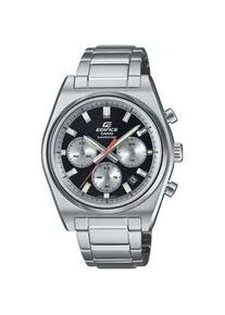 Chronograph Casio EDIFICE Armbanduhren silberfarben-schwarz, silberfarben Herren Quarzuhr, Armbanduhr, Herrenuhr,Edelstahlband,Saphirglas,Stoppfunktion