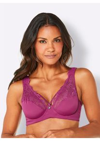w&auml;schepur sheego Gro&szlig;e Gr&ouml;&szlig;en Entlastungs-BH mit B&uuml;gel mit transparenter Spitze, magenta, Gr&ouml;&szlig;e 80C - Damen