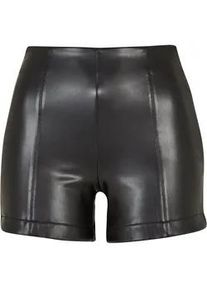 Stoffhose Urban Classics "Urban Classics Damen Ladies Synthetic Leather Shorts" Gr. S, US-Größen, schwarz Damen Hosen