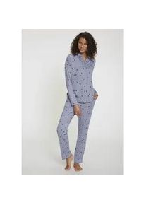 Pyjama Vivance DREAMS Gr. 36/38, blau (graublau gemustert) Damen Homewear-Sets in klassischem Schnitt