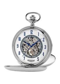 Regent Uhren Taschenuhr REGENT "P705-19387749" Taschenuhren silberfarben (edelstahlfarben) Damen Herren, Handaufzug, Acrylglas, skelettiertes Zifferblatt, Geschenkidee