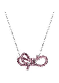 Kette mit Anhänger Swarovski "Schmuck Geschenk Halskette Lifelong Bow Anhänger, Schleife, 5723556" Halsketten Gr. Metall, L: 43cm, metallfarben, pink Damen mit Swarovski Kristall