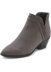 Cowboy Stiefelette Lascana Gr. 36, grau Damen Schuhe Ankleboots Stiefelette Cowboy Boots, Western Stiefelette, mit Ausschnitt VEGAN