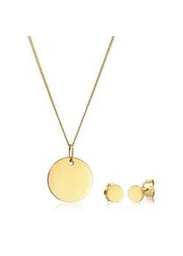 Schmuckset Elli PREMIUM "Kreis Geo Halskette Ohrstecker Basic 585 Gelbgold" Schmuck-Sets Gr. OneSize, goldfarben (gold) Damen