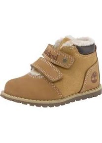 Klettboot Timberland "POKEY PINE MID WARM LINED HOOK & LOOP BOOT" Gr. 27, gelb (wheat) Damen Schuhe Winterstiefel, Winterboots, Snowboots, Winterschuhe, gefüttert